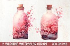Wine Bottle Valentine Clipart, Christmas Clipart Product Image 1