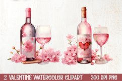 Wine Bottle Valentine Clipart, Christmas Clipart Product Image 1