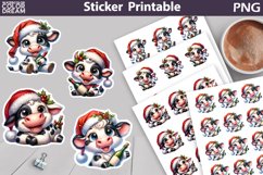 Christmas Cow Wine Sticker | Funny Sticker Printable Product Image 1