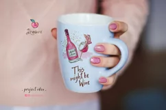 Watercolor Wine Clipart, png files, Valentines Day 051 Product Image 4