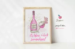 Watercolor Wine Clipart, png files, Valentines Day 051 Product Image 6