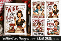 Funny Kitchen Towel 4 PNG Retro Wife PNG Sublimation Product Image 4