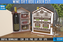 3D Wooden Wine and Treats Gift Box House Laser Cut Bundle Product Image 3