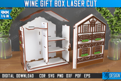 3D Wooden Wine and Treats Gift Box House Laser Cut Bundle Product Image 13
