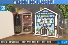 3D Wooden Wine and Treats Gift Box House Laser Cut Bundle Product Image 5