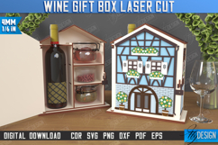 3D Wooden Wine and Treats Gift Box House Laser Cut Bundle Product Image 6