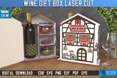 3D Wooden Wine and Treats Gift Box House Laser Cut Bundle Product Image 8