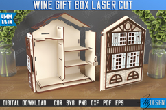 3D Wooden Wine and Treats Gift Box House Laser Cut Bundle Product Image 16