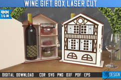 3D Wooden Wine and Treats Gift Box House Laser Cut Bundle Product Image 10