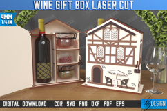 3D Wooden Wine and Treats Gift Box House Laser Cut Bundle Product Image 12