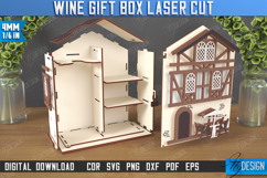 3D Wooden Wine and Treats Gift Box House Laser Cut Bundle Product Image 17
