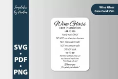 Wine glass care instruction card SVG