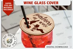 Wine Glass Cover Laser Cut Design. Wine Glass Design SVG Product Image 1