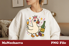 Prosecco Diva Goose PNG | Glam Wine Sublimation Product Image 1