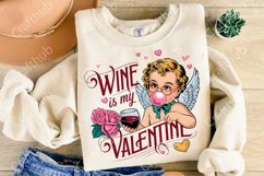 Wine Is My Valentine Png,Valentine Wine Png,Retro Wine Lover Product Image 3