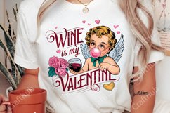 Wine Is My Valentine Png,Valentine Wine Png,Retro Wine Lover Product Image 2