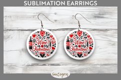 Wine Is My Valentine v2 Round Earrings Sublimation Product Image 1