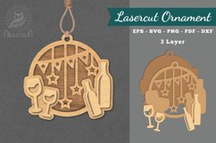 Wine Laser Cut Ornament SVG Product Image 1