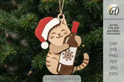 Wine Lover Christmas Ornament Laser Cut. Cat SVG Product Image 1