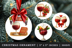 Wine Lover round ornaments sublimation design Product Image 1