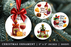 Wine Lover round ornaments sublimation design Product Image 1