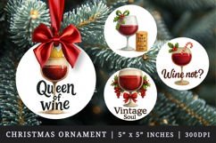 Wine Lover round ornaments sublimation design Product Image 1