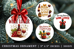 Wine Lover round ornaments sublimation design Product Image 1