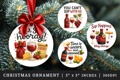 Wine Lover round ornaments sublimation design Product Image 1