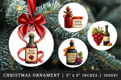 Wine Lover round ornaments sublimation design Product Image 1