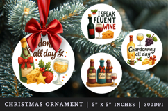 Wine Lover round ornaments sublimation design Product Image 1