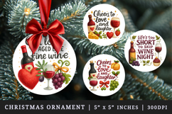 Wine Lover round ornaments sublimation design Product Image 1