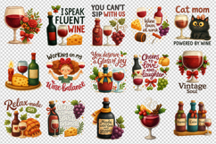 Wine Lover clipart printable sublimation bundle png Product Image 2