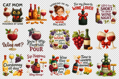 Wine Lover clipart printable sublimation bundle png Product Image 3