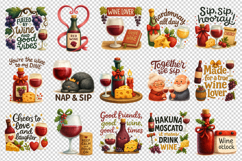 Wine Lover clipart printable sublimation bundle png Product Image 4
