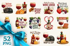 Wine Lover clipart printable sublimation bundle png Product Image 1