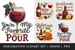 Wine Lover clipart printable sublimation design png Product Image 1