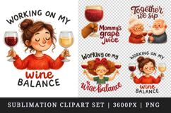Wine Lover clipart printable sublimation design png Product Image 1