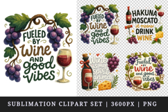 Wine Lover clipart printable sublimation design png Product Image 1