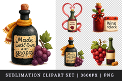 Wine Lover clipart printable sublimation design png Product Image 1