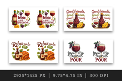 Wine Lover mug wrap printable sublimation design Product Image 2