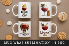 Wine Lover mug wrap printable sublimation design Product Image 1