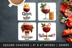 Wine Lover square coaster sublimation, coasters design Product Image 1