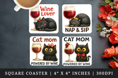 Wine Lover square coaster sublimation, coasters design Product Image 1