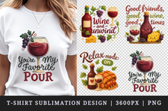 Wine Lover t-shirt printable sublimation design png Product Image 1