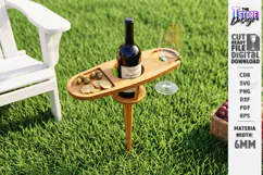 Portable Wine Picnic Table Laser Cut | Outdoor Trays | CNC Product Image 1
