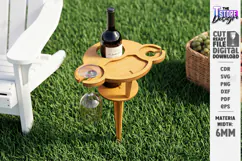 Portable Wine Picnic Table Laser Cut | Outdoor Trays | CNC Product Image 1