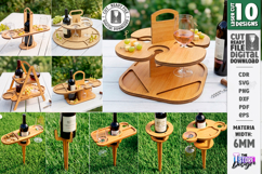 Portable Wine Picnic Table Laser Cut Bundle | Outdoor Tray Product Image 1