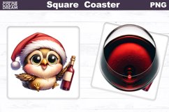 Christmas Wine Square Coaster | Bird Wine Coaster Bundle Product Image 2