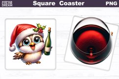 Christmas Wine Square Coaster | Bird Wine Coaster Bundle Product Image 3
