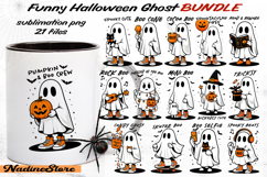 Funny ghost clipart, Halloween Sublimation BUNDLE PNG. Product Image 1